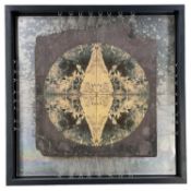 BARBARA MATTHEWS construction with steel, wire and slate - with printed paper of shrubbery and