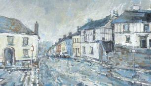 THEO CRUTCHLEY-MACK oil on panel - 'Bridge St, Llandeilo', 45 x 65cms