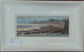 NIA MACKEOWN oil on board - 'Winter Walk in Penarth', 28 x 46cmsComments: lovely white wooden frame