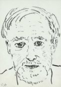 JACK JONES charcoal - self-portrait, signed and dated 1985, 27.5 x 19cms