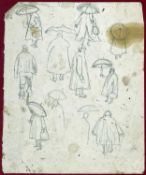 GEORGE CHAPMAN pencil drawing - preliminary studies of figures, 27 x 22cms