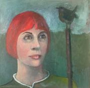 CARYS EVANS oil on canvas - 'Redhead', 44 x 44cmsComments: white deep wooden frame