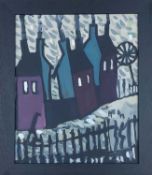 KARL DAVIES oil on canvas - 'Mining Village', 35 x 30cmsComments: framed in black