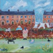 THERESE JAMES watercolour - 'A Good Day for Drying', 52 x 52cmsComments: superb white floating