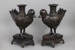 Paar große chinesische Bronze Weihrauchbrenner der Qing-Dynastie