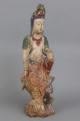 Chinesische Holzschnitzfigur der Guanyin