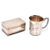 Becher und Dose. Deutsch bzw. Birmingham, 1915/16 | Silber, einmal mit Holz.