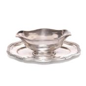 Saucière. Metall, versilbert.