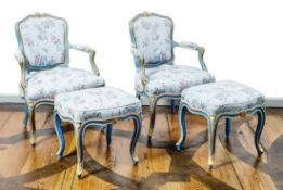 Paar Barockfauteuils mit Tabourets