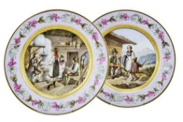 Zwei Teller mit oberbayerischen Motiven, 19. Jh.