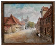 Straße mit Fachwerkhäusern und