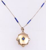 Saphir-Medaillon mit Kette, Um 1900
