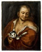 Fröhlicher Mann mit Katze, Italien, 2. H. 17. Jh.