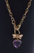 Amethyst-Anhänger mit Taschenuhrkette, Um 1900