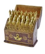 Barockes Reisebesteck für 18 Personen in originaler Lederschatulle, Frankreich, 18. Jh.