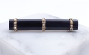 Onyx-Perlen-Brosche, Um 1880