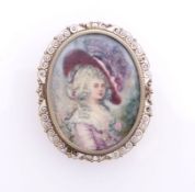 Große Anhängerbrosche mit Kette, 1. H. 19. Jh.