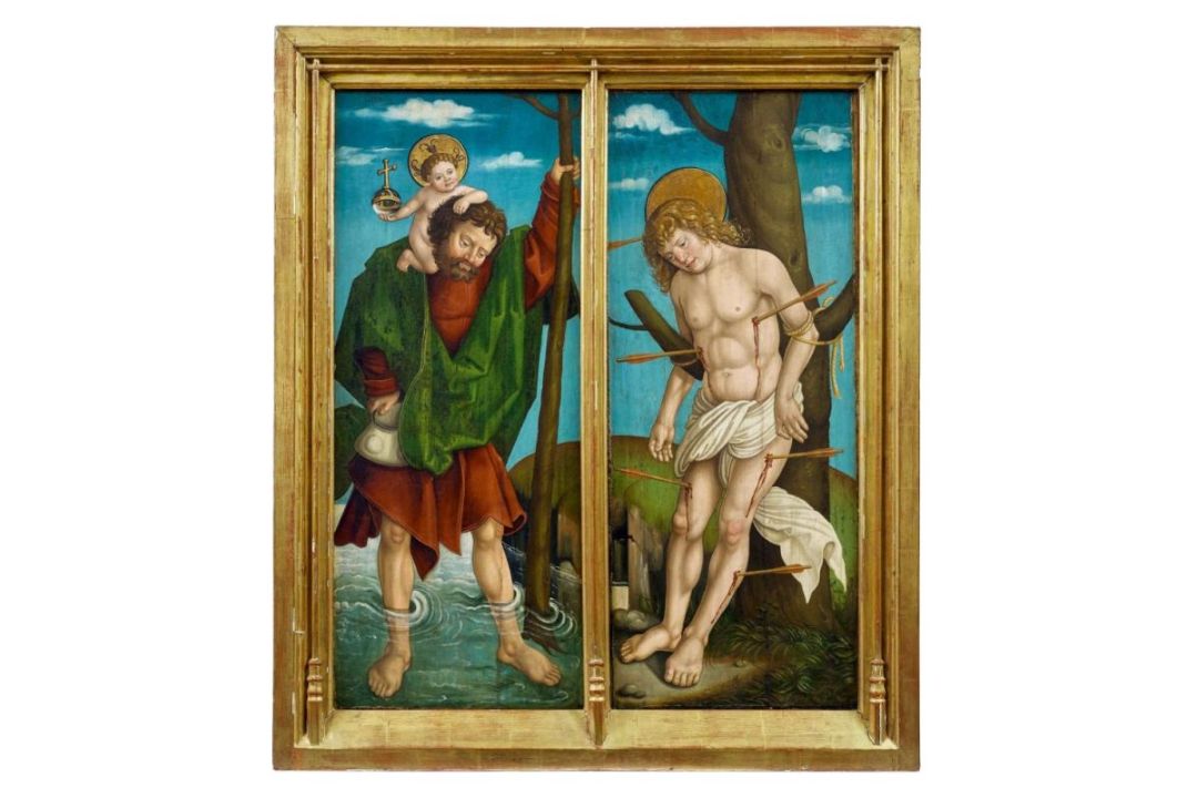 Der heilige Christopherus und der heilige Sebastian, Schwäbischer Meister, um 1500