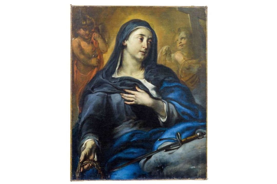 Maria mit den Leidenswerkezeugen Christi zwischen zwei Engeln, Römische Schule, 2. H. 17. Jh.