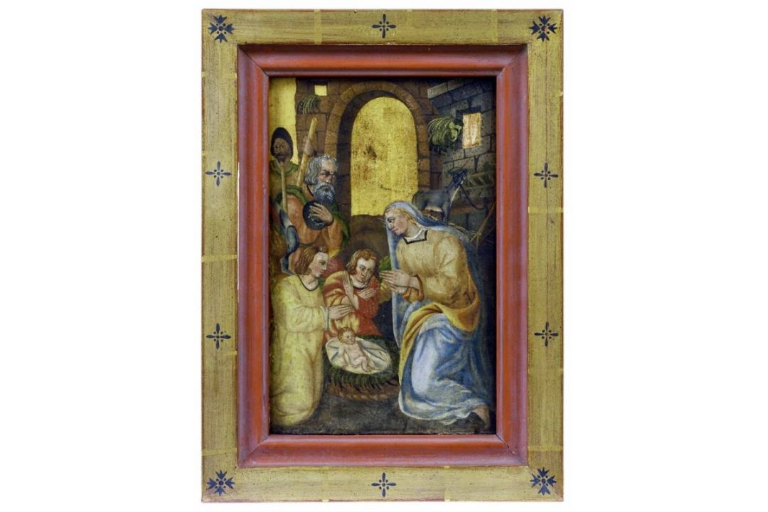 Zwei kleine gotische Tafelbilder mit Anbetungsszenen, Oberitalien, Siena, Anfang des 16. Jh. - Bild 2 aus 3