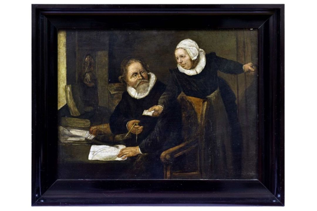 Geometer beim Studium in der Stube, Rembrandt-Schule, 17. Jahrhundert - Bild 1 aus 2
