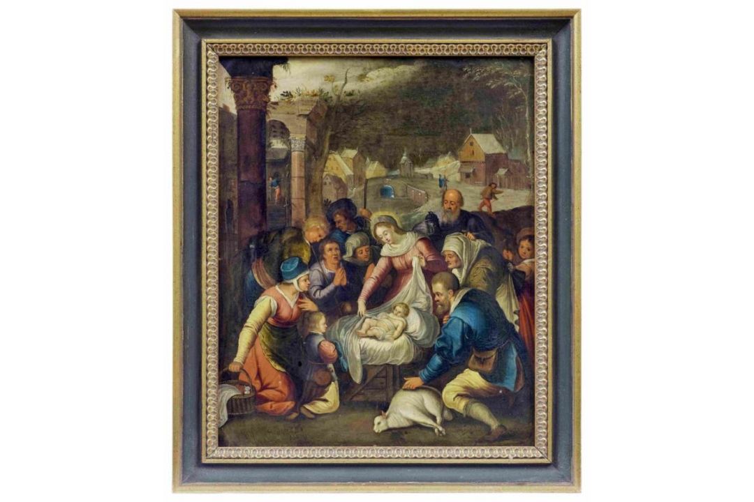 Anbetung des Jesuskindes durch die Hirten, Niederländischer Meister, Anfang des 17. Jahrhunderts