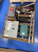 Pallet of Safety Switches, Parts, and General Use Transformer
