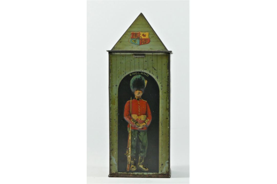 An early 20th century Huntley & Palmer Biscuit Tin, modelled as a sentry box, each face depicting - Image 4 of 6