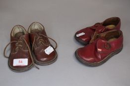 Two pairs of vintage leather childrens shoes
