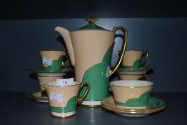 A part tea service by Crown Devon in an art deco design