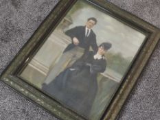 A heightened photograph, Victorian couple, 48 x 38cm, plus frame and glazed