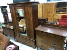 An Edwardian three piece bedroom suite having line inlay decoration