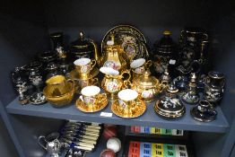 A mixture of ceramics including Gilt partial coffee set and more.