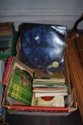 A box of mixed 45RPM singles and a few LP records, Pinky And Perky, Noddy and Gracie fields