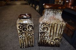 Two impressive Mid century West German vases in the Mooncrater design