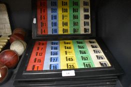 Six vintage plastic Bingo score cards.
