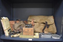 A selection of vintage fishing equipment including bags, reels, cast box and more, including Hardy