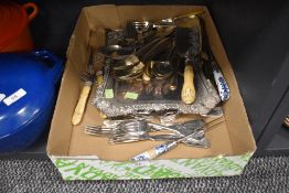 A selection of silver plate including a tray.