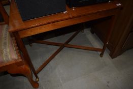 A vintage stained frame occasional trolley table, having lift off top, approx. 75 x 50cm