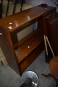 Two open shelves in yellow pine