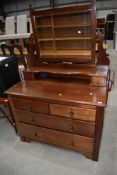 A vintage mahogany dressing chest in a Victorian style of two over two drawers, width approx. 108cm,