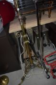 A late 19th or early 20th Century brass standard oil lamp (been converted to electric)
