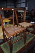 A pair of Victorian cane seated bedroom chairs
