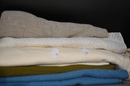 A collection of vintage and antique fabric, lace and edging, including large piece of fine swiss dot