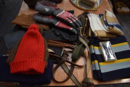 A mixed lot of gents vintage accessories, including braces, scarves, belts and more.