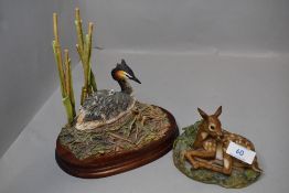 Two Border fine arts style figure studies of wildlife