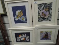 Four original sketches of butterflys