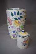 A mid century vase by Poole and a matching mustard pot