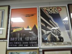 Two vintage style prints of train and transport interest