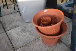 Two terracotta planters etc